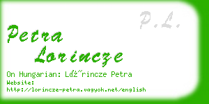 petra lorincze business card